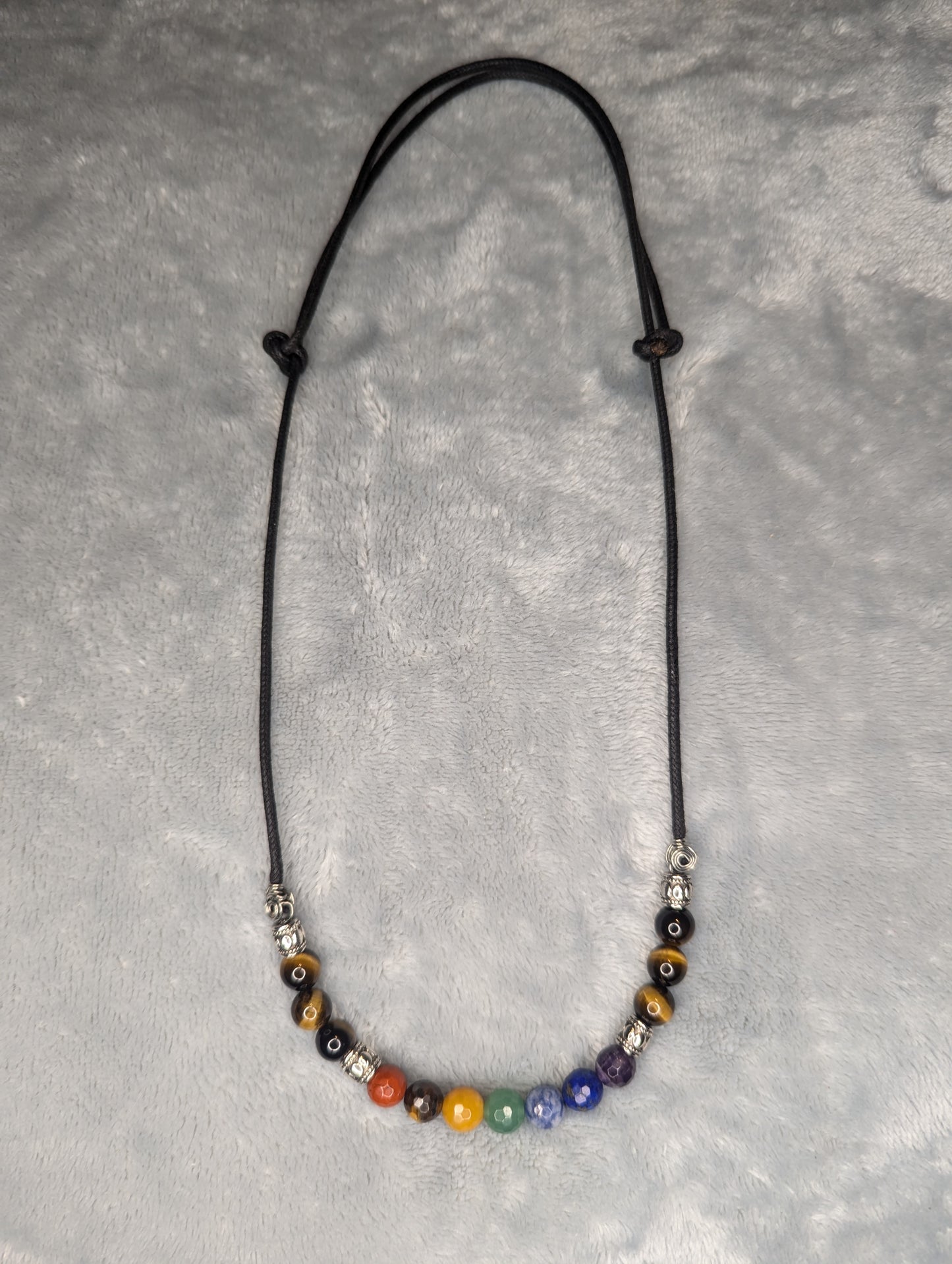 Seven Chakra Necklace with Tiger's Eye