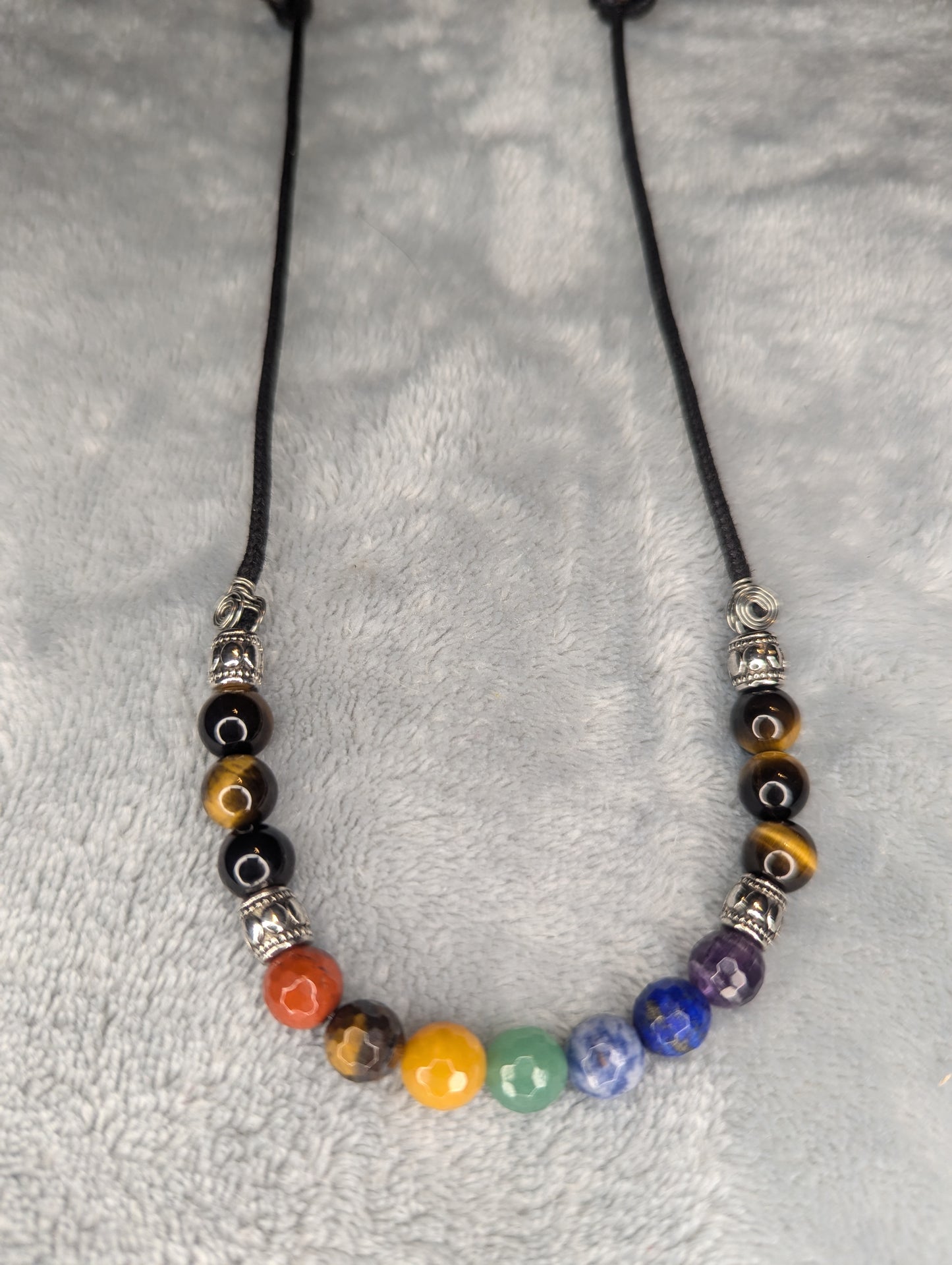 Seven Chakra Necklace with Tiger's Eye