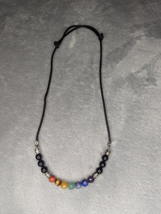 Seven Chakra Necklace with Black Tourmaline