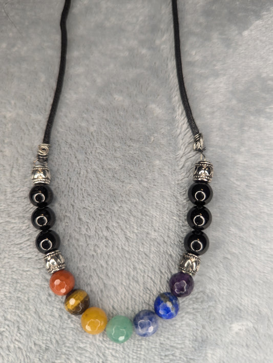 Seven Chakra Necklace with Black Tourmaline