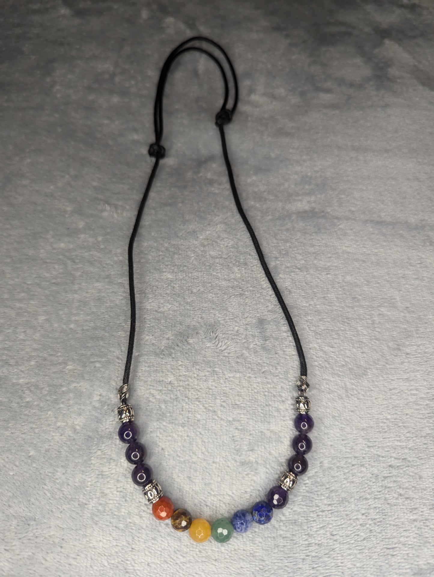 Seven Chakra Necklace with Amethyst