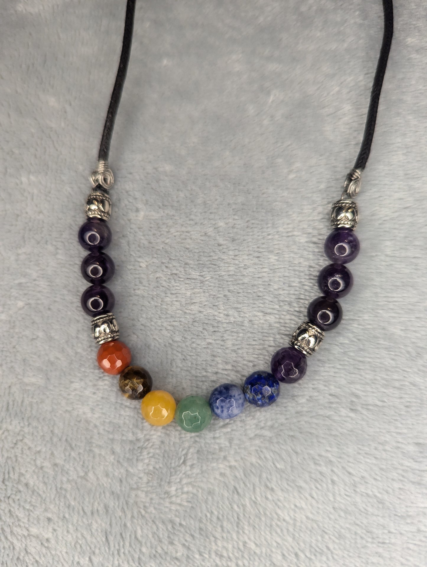 Seven Chakra Necklace with Amethyst