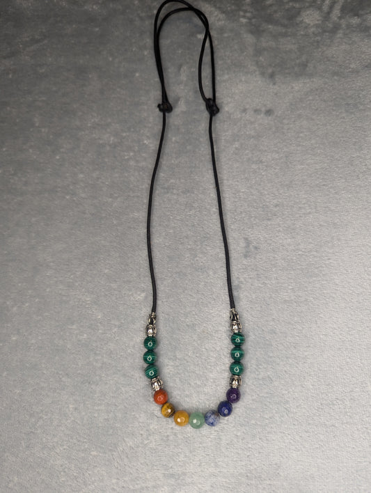 Seven Chakra Necklace with Malachite