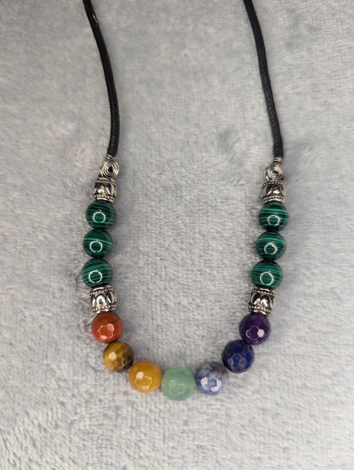 Seven Chakra Necklace with Malachite