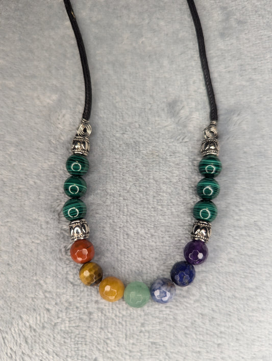 Seven Chakra Necklace with Malachite